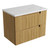 Lovina Tier Wall-Hung Harvest Oak Fluted Cabinet 750*460*425mm with Palis White Flat Stone Top [305527]