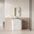 Curva Floor Standing Matt White Fluted Curved Cabinet 900*460*880mm with Alpine Flat Stone Top [305610]