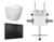 Venus Wall-Faced Rimless Toilet Pan + R&T Cistern + Round Porcelain Matte Black Button [305992]