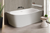 Natalia 1500 Right Back-to-Corner Freestanding Bath with Integrated Overflow White [306333]