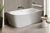 Natalia 1500 Right Back-to-Corner Freestanding Bath with Integrated Overflow White [306333]