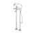 York Freestanding Bath Set with White Porcelain Hand Shower Brushed Nickel [305761]