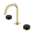 Serenity Basin Set Edge Spout with Marquina Black Handle Brushed Gold [308769]