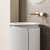 Civaro Floor-Standing 420mm Matte White Pillar Cabinet with Sintera Circle Stone Top with No Tap Hole [320220]