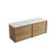 Venetta Framed Wall-Hung 1500mm Harvest Oak Cabinet 1500x468x585mm with Snow Flat Stone Top [320236]
