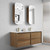 Venetta Framed Wall-Hung 1500mm Harvest Oak Cabinet 1500x468x585mm with Snow Flat Stone Top [320236]