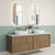 Venetta Fluted Framed Wall-Hung 1800mm Double Harvest Oak Cabinet 1800x468x585mm with Pure Flat Stone Top [320244]