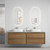 Venetta Framed Wall-Hung 1800mm Double Harvest Oak Cabinet 1800x468x585mm with Alpine Flat Stone Top [320357]