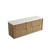 Voulari Framed Wall-Hung 1500mm Harvest Oak Cabinet 1500x468x585mm with Snow Flat Stone Top [320360]
