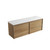 Venetta Framed Wall-Hung 1500mm Harvest Oak Cabinet 1500x468x585mm with Palis White Flat Stone Top [320398]