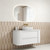 Ramee Fluted Wall-Hung 1200mm Matte White Cabinet 1380x465x565mm with Snow Flat Stone Top [320394]