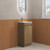 Mini Hartelle Fluted Floor-Standing 470mm Harvest Oak Cabinet 450x480x847mm with Sintera Curved Stone Top with Right Side Tap Hole [320340]