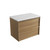 Venetta Framed Wall-Hung 750mm Harvest Oak Cabinet 750x468x585mm with Palis White Flat Stone Top [320308]