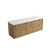 Voulari Framed Wall-Hung 1500mm Harvest Oak Cabinet 1500x468x585mm with Palis White Flat Stone Top [320305]