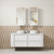 Ramee Fluted Wall-Hung 1500mm Matte White Cabinet 1680x465x565mm with Cato Flat Stone Top [320282]