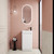 Mini Hartelle Fluted Floor-Standing 470mm Matte White Cabinet 450x480x847mm with Sintera Curved Stone Top with Left Side Tap Hole [320196]