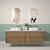 Venetta Fluted Framed Wall-Hung 1800mm Double Harvest Oak Cabinet 1800x468x585mm with Palis White Flat Stone Top [320268]