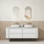 Ramee Fluted Wall-Hung 1800mm Double Matte White Cabinet 1980x465x565mm with Pure Flat Stone Top [320283]