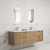 Voulari Framed Wall-Hung 1800mm Double Harvest Oak Cabinet 1800x468x585mm with Alpine Flat Stone Top [320205]
