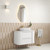 Ramee Fluted Wall-Hung 900mm Matte White Cabinet 900x465x565mm with Snow Flat Stone Top [320201]