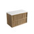 Venetta Fluted Framed Wall-Hung 900mm Harvest Oak Cabinet 900x468x585mm with Snow Flat Stone Top [320386]