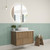 Venetta Fluted Framed Wall-Hung 900mm Harvest Oak Cabinet 900x468x585mm with Snow Flat Stone Top [320386]