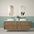 Venetta Fluted Framed Wall-Hung 1800mm Double Harvest Oak Cabinet 1800x468x585mm with Alpine Flat Stone Top [320365]