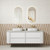Ramee Fluted Wall-Hung 1800mm Double Matte White Cabinet 1980x465x565mm with Cato Flat Stone Top [320352]