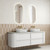 Ramee Fluted Wall-Hung 1800mm Double Matte White Cabinet 1980x465x565mm with Cato Flat Stone Top [320352]