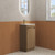 Mini Hartelle Fluted Floor-Standing 470mm Harvest Oak Cabinet 450x480x847mm with Sintera Curved Stone Top with Left Side Tap Hole [320391]