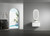 Petra Wall Hung Curving V Groove Matte White Finger Pull Cabinet 750 x 460 x 350mm with Snow Flat Stone Top [301209]