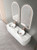 Petra Wall Hung Curving V Groove Matte White Finger Pull Cabinet1500 x 460 x 350mm with Snow Flat Stone Top [300946]