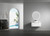 Petra Wall Hung Curving V Groove Matte White Finger Pull Cabinet900 x 460 x 350mm with Snow Flat Stone Top [301105]