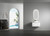 Petra Wall Hung Curving V Groove Matte White Finger Pull Cabinet 750 x 460 x 350mm with Cato Flat Stone Top [301022]