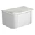 Petra Wall Hung Curving V Groove Matte White Finger Pull Cabinet 750 x 460 x 350mm with Palis White Flat Soild Surface Stone Top [301455]