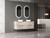 Tuscana Wall Hung Wave Groove Finger Pull Cabinet 1500 x 460 x 540mm Double Bowl with Pure Flat Stone Top [301263]