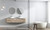 Hamilton Wall Hung Curving Plywood Finger Pull Cabinet 750 x 460 x 350mm with Palis White Flat Soild Surface Stone Top [301148]