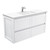 Vanessa 1200mm Poly-Marble Moulded Basin-Top + Hampton Satin White Cabinet Wall-Hung 4 Drawer 1 Tap Hole [197802]