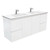Vanessa Poly-Marble Moulded Basin-Top Double Bowl + Fingerpull Satin White Cabinet Wall-Hung 1500mm 1 Tap Hole [197854]