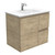 Vanessa 750 Poly-Marble Moulded Basin-Top, Single Bowl + Edge Scandi Oak Cabinet Wall-Hung 1 Door 2 Drawer LH 1 Tap Hole [197913]