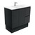 Vanessa 900 Poly-Marble Moulded Basin-Top Single Bowl + Fingerpull Satin Black Cabinet On Kick 2 Door 2 Drawer RH 1 Tap Hole [197993]