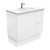 Vanessa 900 Poly-Marble Moulded Basin-Top Single Bowl + Fingerpull Satin White Cabinet On Kick 2 Door 2 Drawer LH 1 Tap Hole [197999]