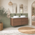 Venetta Framed Wall-Hung 1500mm Walnut Cabinet with Palis White Flat Stone Top [332129]