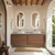 Venetta Framed Wall-Hung 1800mm Double Walnut Cabinet with Pure Flat Stone Top [332143]