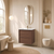 Venetta Framed Wall-Hung 600mm Walnut Cabinet with Snow Flat Stone Top [332163]