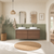 Venetta Framed Wall-Hung 1500mm Walnut Cabinet with Snow Flat Stone Top [332155]