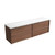 Venetta Framed Wall-Hung 1800mm Double Walnut Cabinet with Palis White Flat Stone Top [332152]