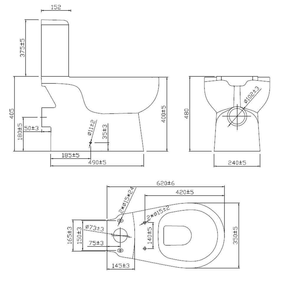 Raymor Suite Classic Close Coupled P Trap Rimless White 4Star
