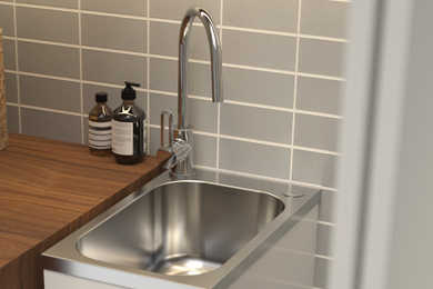 Wall hung bathroom stainless steel sink unit