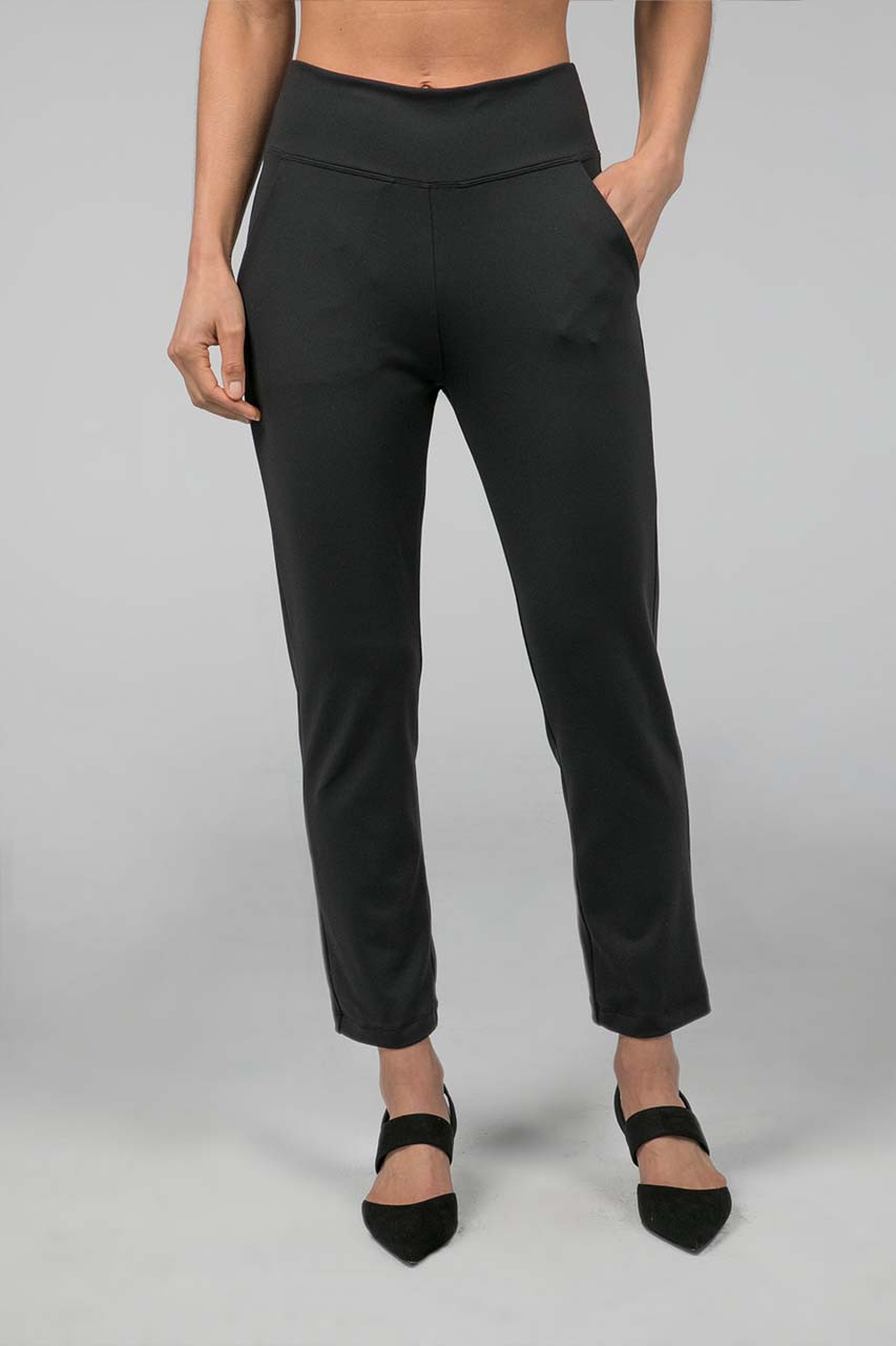 Malibu Belted Ponte High Waist Wide Leg Trouser Pant - Black | Boston Proper